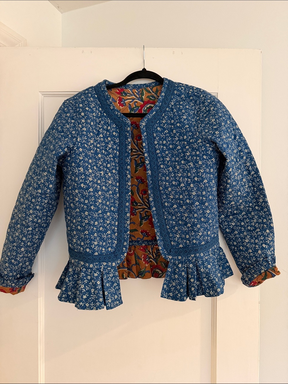 Eddy reversible Floral Quilted Jacket with Peplum Hem